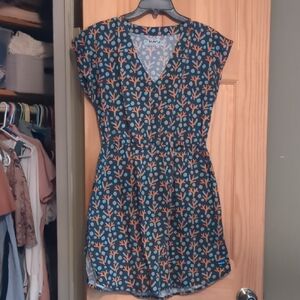 Kavu Navy and Coral Floral Mini Dress